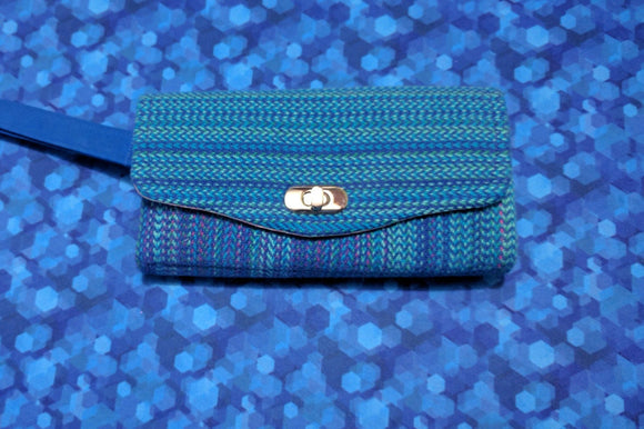 Morning Glory Blue Weft Clutch Wallet  (Item # A2)