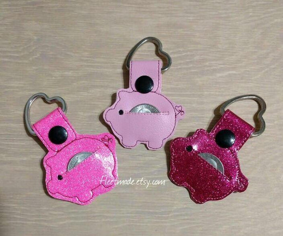 Pink Pig Aldi Quarter Holder Keychain