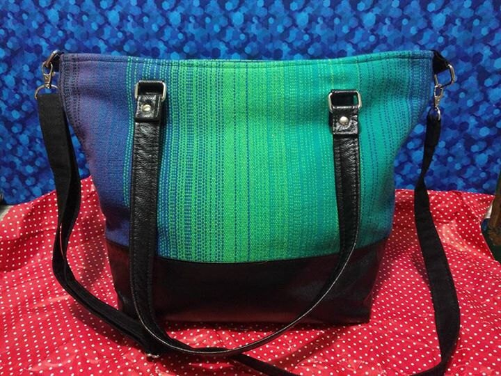 Heart String Hand Woven Turq Weft Happiest Bird Peacock Large over the Shoulder Bag| HSHW
