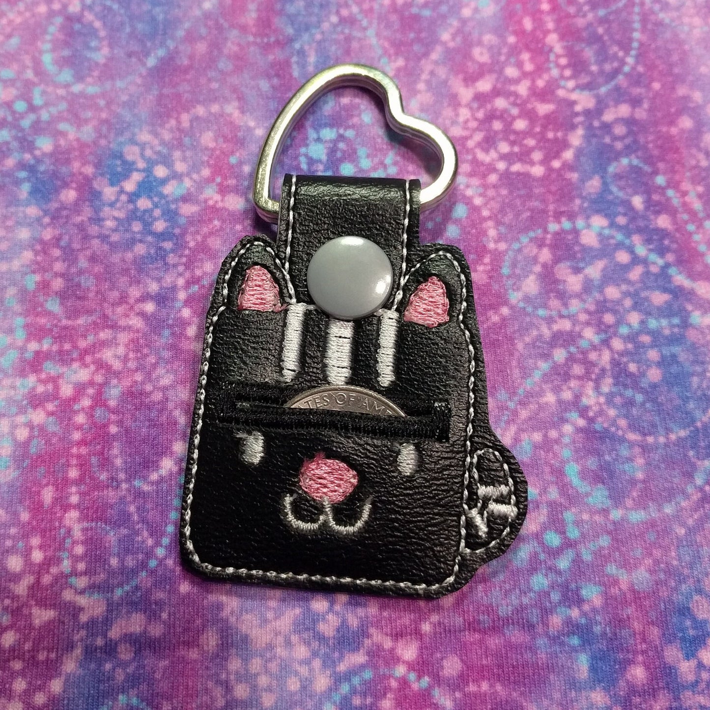 Cat Aldi Quarter Holder Keychain