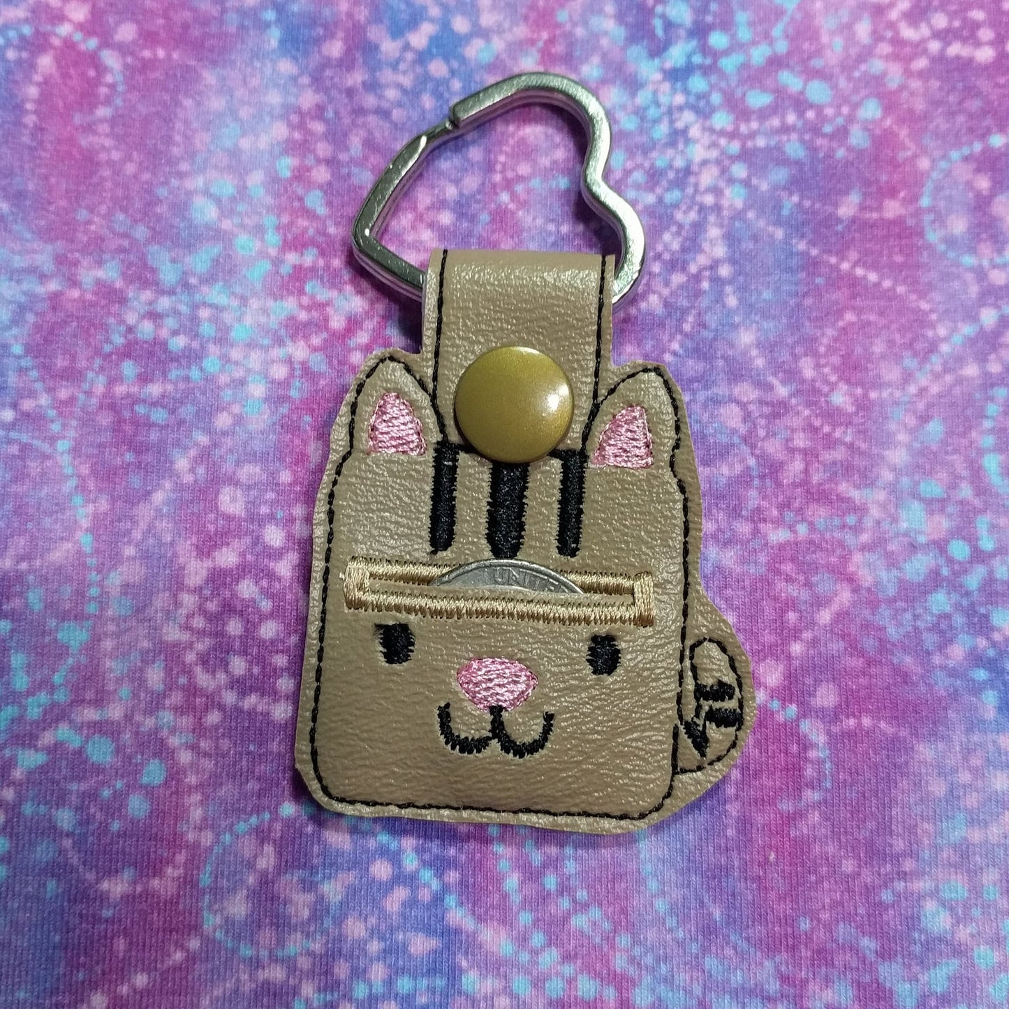 Cat Aldi Quarter Holder Keychain