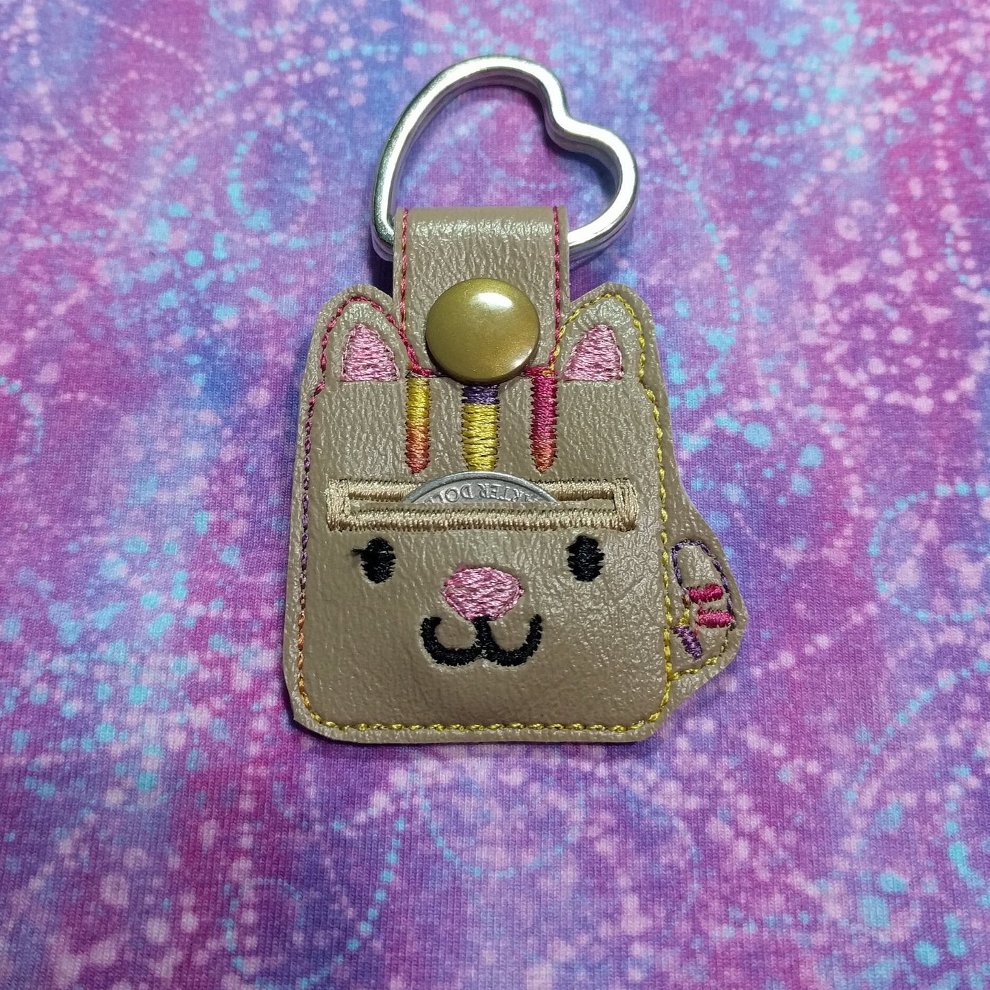 Cat Aldi Quarter Holder Keychain
