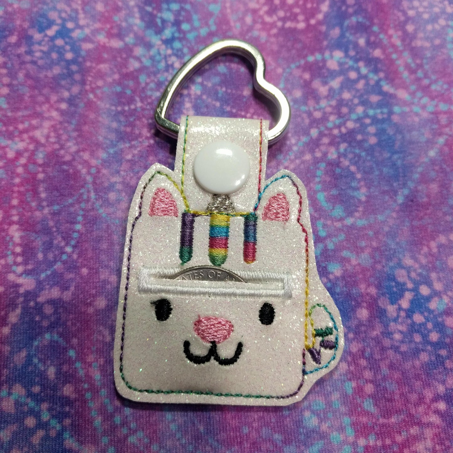 Cat Aldi Quarter Holder Keychain