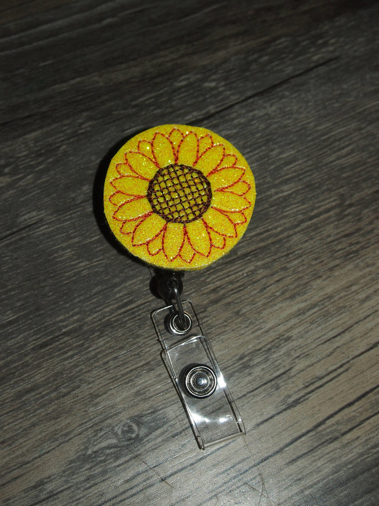 Sunflower Nurse Badge Reel ID Holder Retractable | hospital Badge Reel | Badge Buddy | Pediatric | Nurse Gift | Felt Badge Reel Office Gift