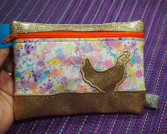 Chicken Zipper Bag | Cosmetic Bag, Zip Bag Animal Cosmetic Bag, Zipper Pouch, Small Zippered Pouch, Chicken Lady, Farm Girl, Wristlet