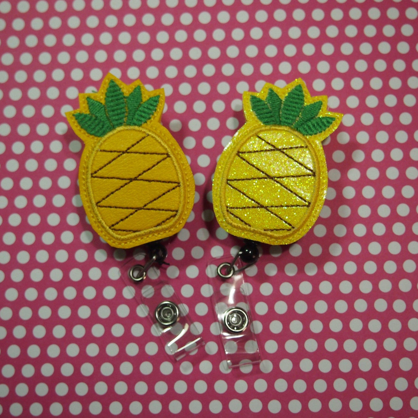 Pineapple Badge Reel Clip ID Holder Retractable | Badge Reel Badge Buddy Badge Reel ID Reel Pine apple lover Food Lover Glitter pineapple