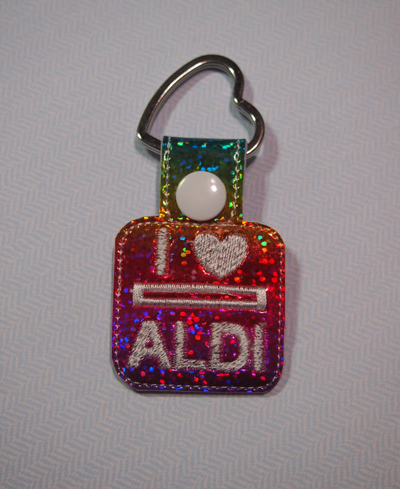 Rainbow Aldi Quarter Holder Keychain