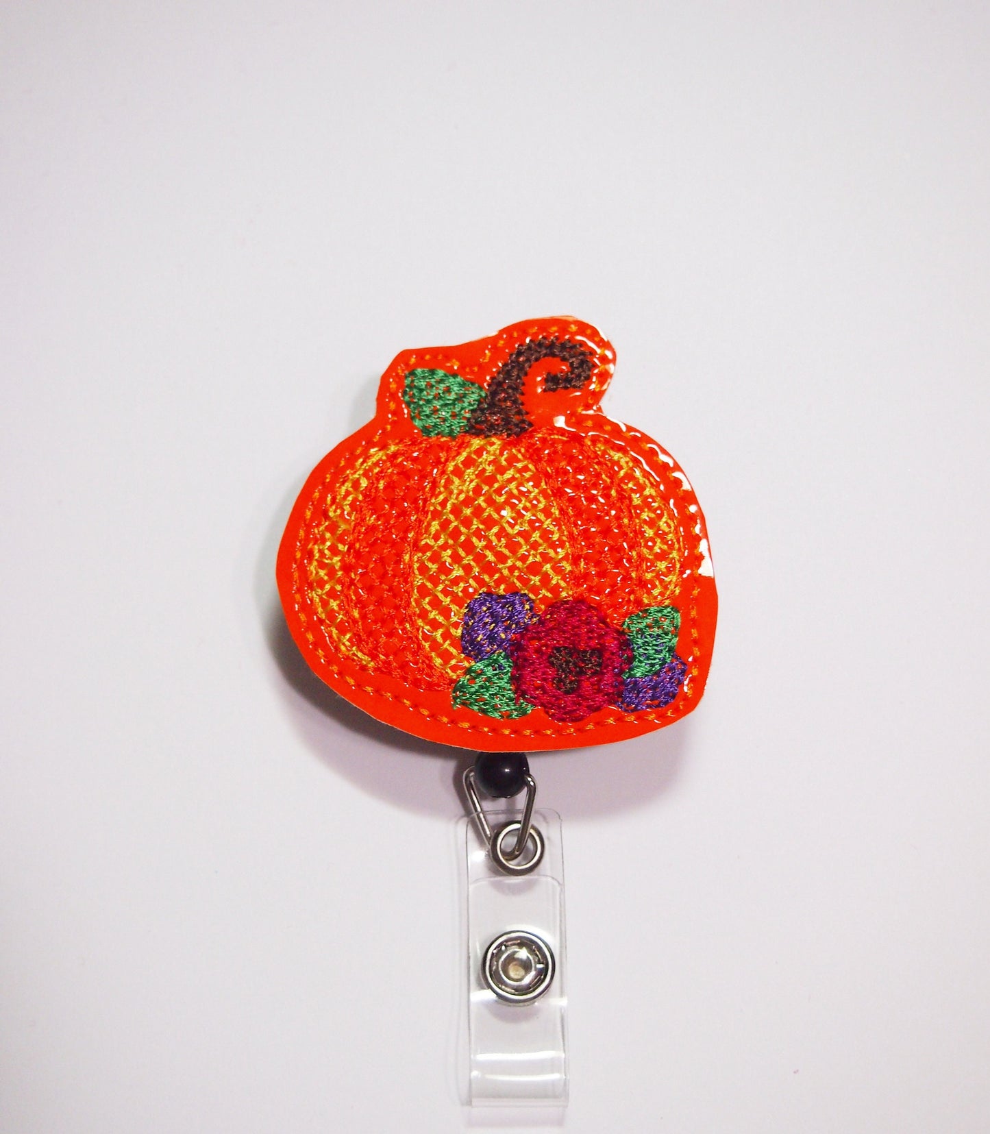 Pumpkin Badge, Reel Fall Badge Reel ID Holder Retractable Pumpkin Badge Reel Felt Badge Reel Gift Fall Nursing badge reel Retractable Flower