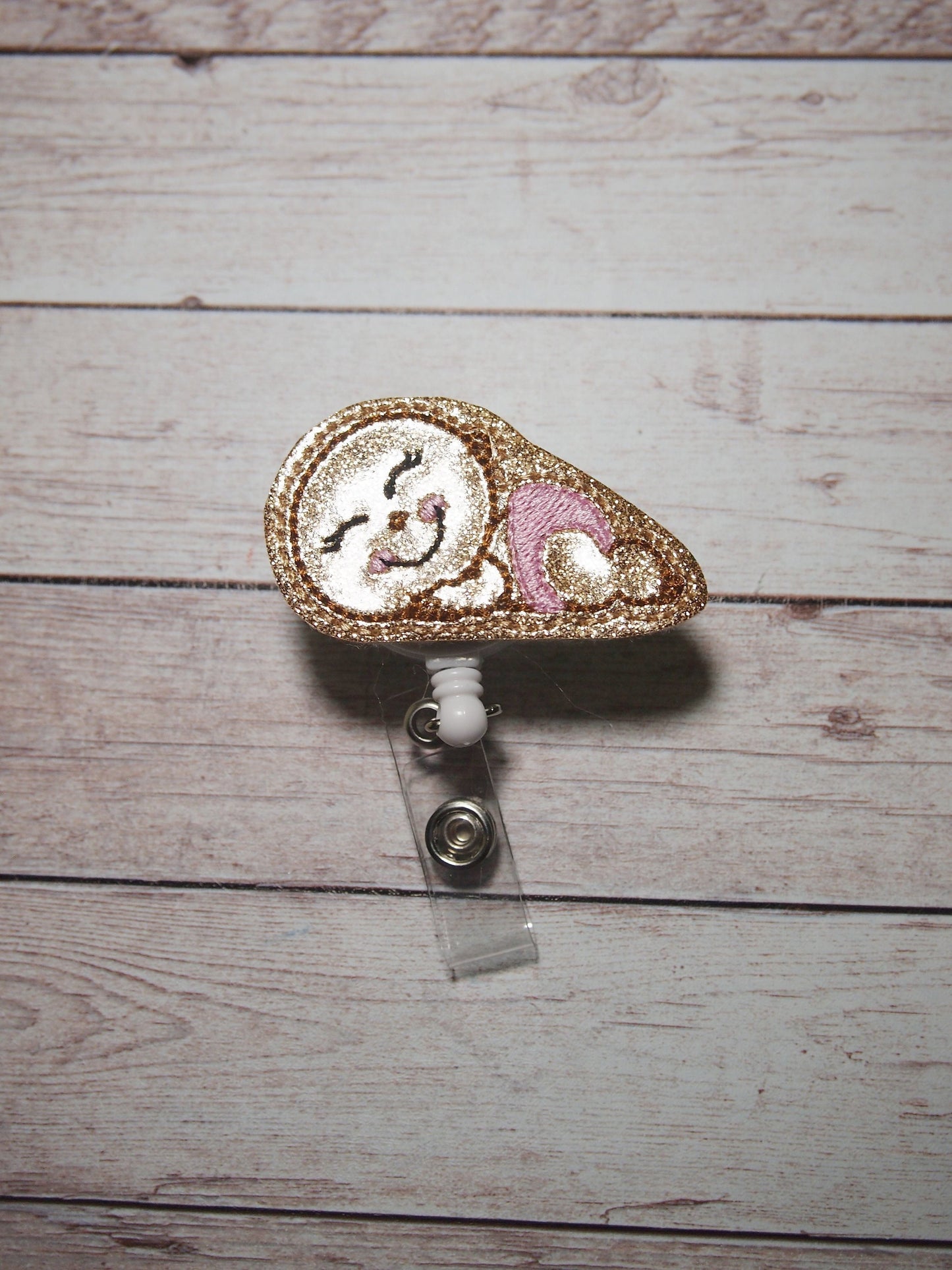 Glitter Sleeping Baby Badge Reel