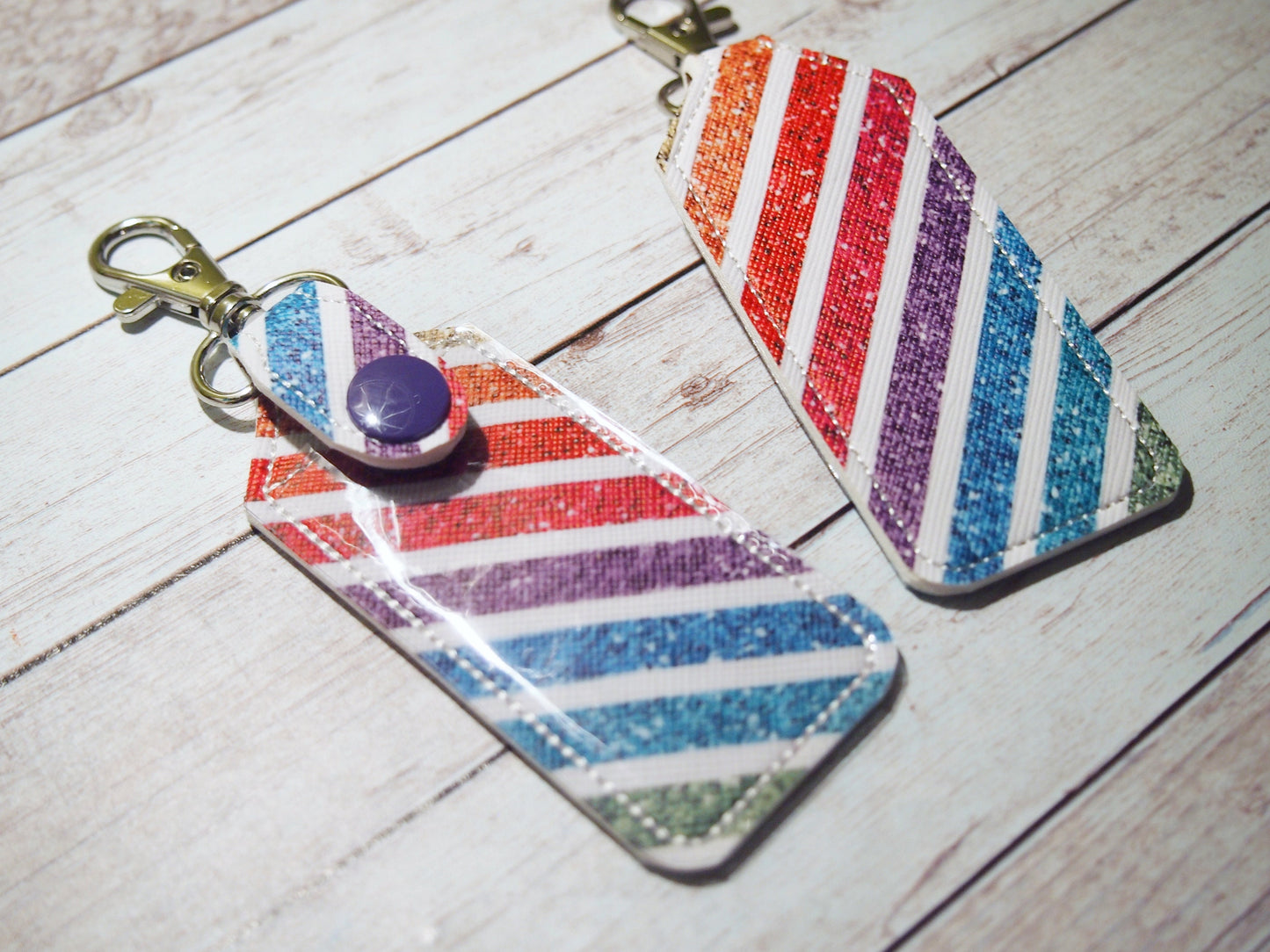 Rainbow Lip Balm Holder Keychain