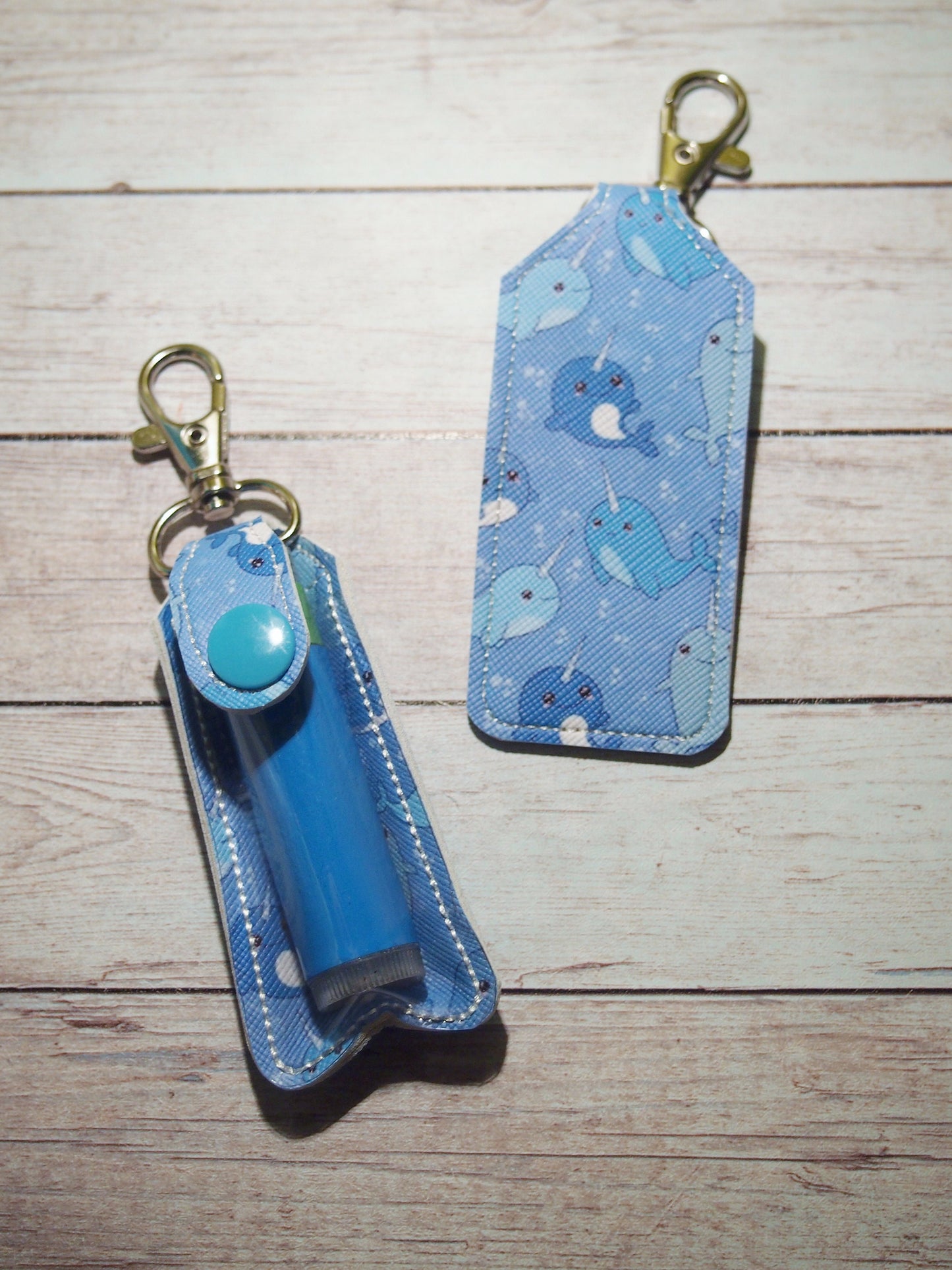Narwhal Lip Balm Holder Keychain