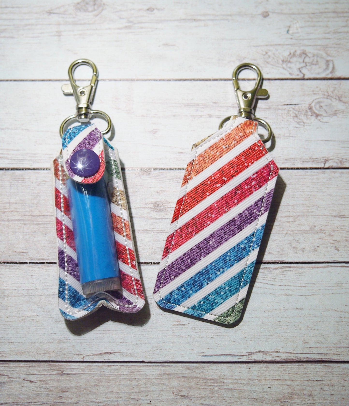 Rainbow Lip Balm Holder Keychain