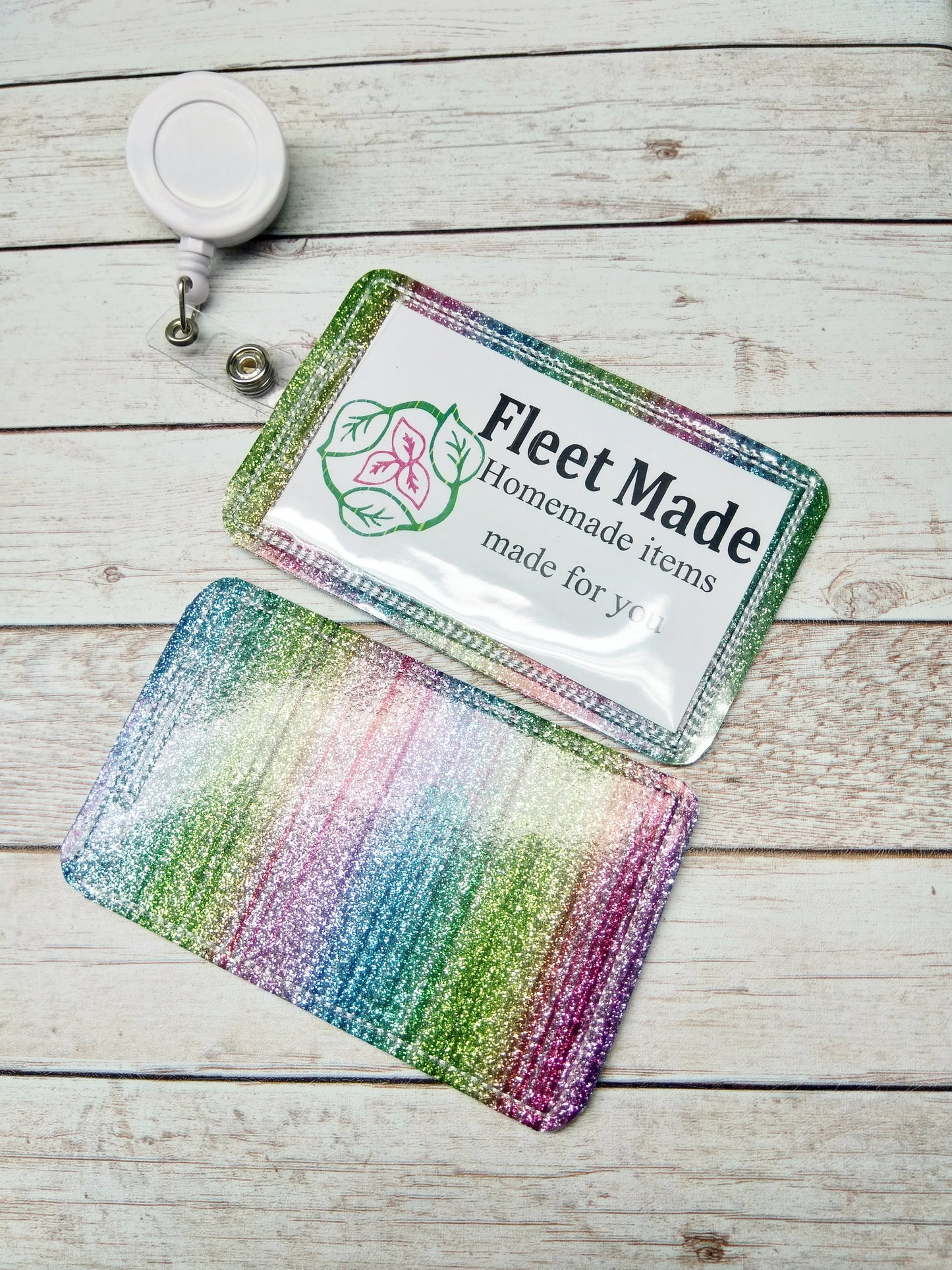 Glitter Rainbow ID Badge Holder Badge Reel Holder Pediatric Nursing Doctor Gift Badge Identification Vertical Id Holder Card Holder Teacher