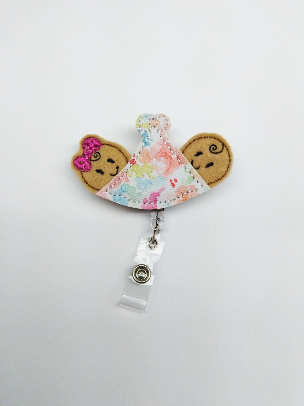 Pastel Twin Babies Badge Reel