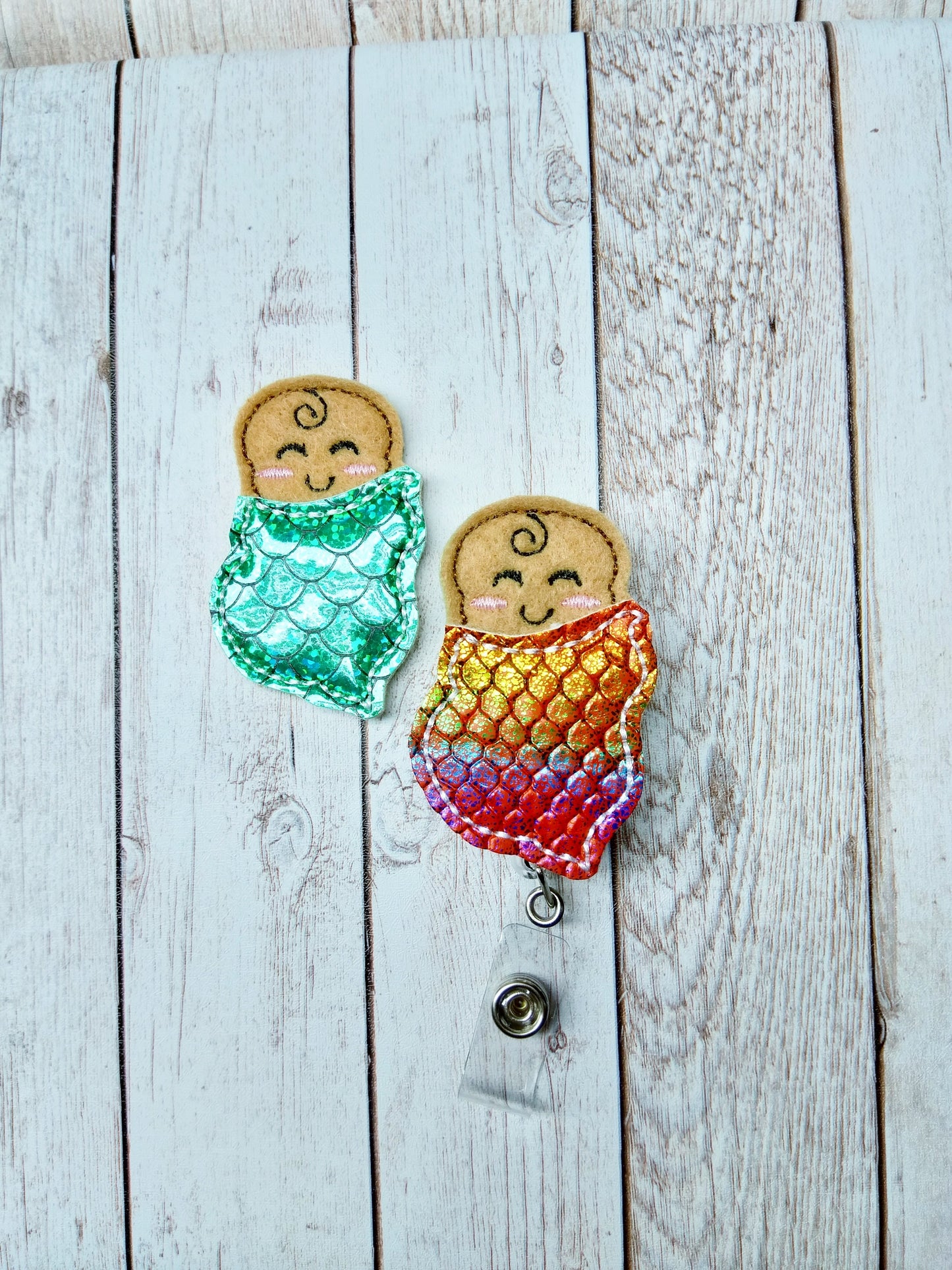 Rainbow Mermaid Baby Badge Reel