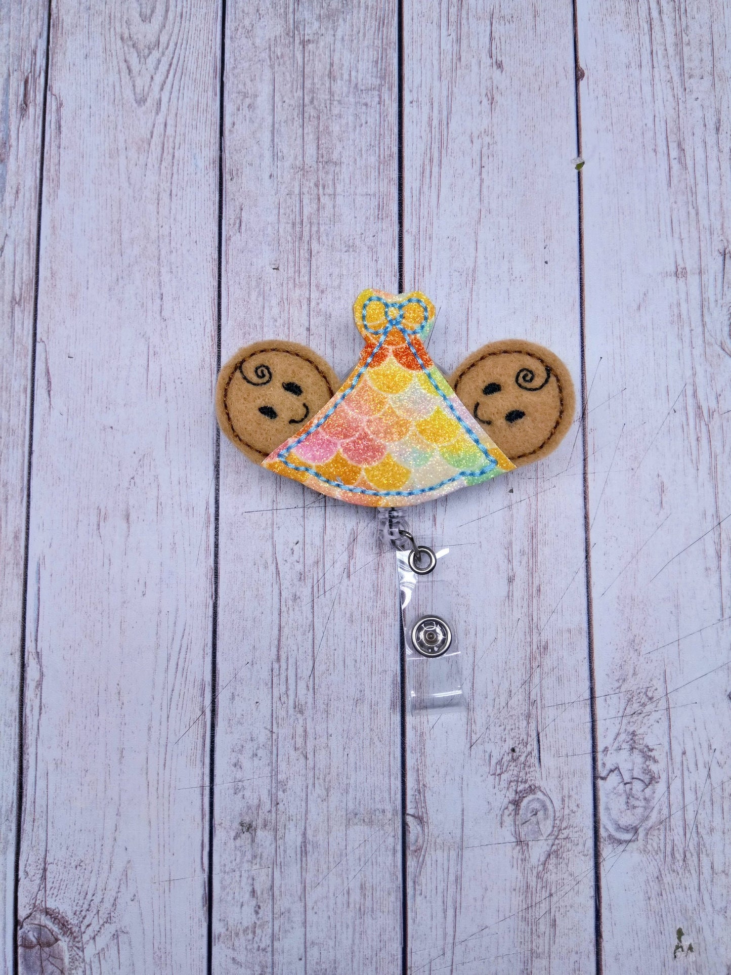Mermaid Labor and Delivery Nurse Badge Reel ID Holder Retractable Twins Rainbow Baby Pediatric Nurse Gift Felt Badge Reel Doctor Gift OBGYN