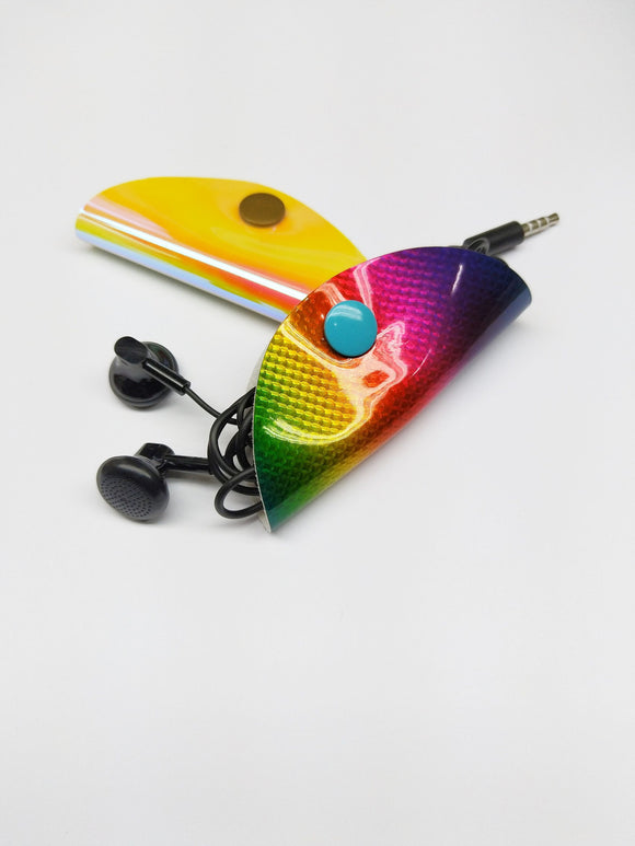 Rainbow Cord Keeper Wrap Earbud Organizer Cord Organizer iPhone Charger Cord Keeper Holder Organizer Headphone shinny lover Gift