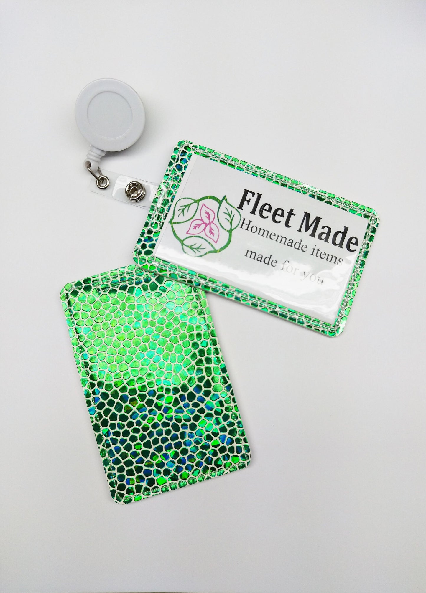 Green White Dragon ID Badge Holder Badge Reel Holder Pediatric Nursing Doctor Gift Badge Identification Vertical Id Holder Card Holder