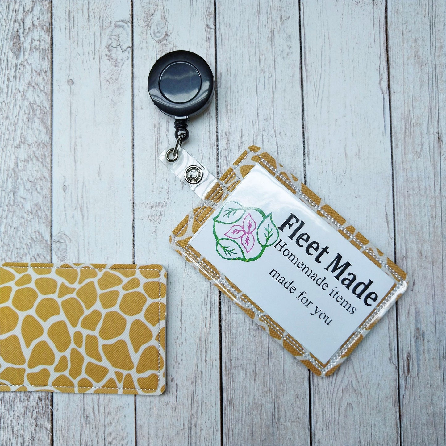 Giraffe ID Badge Holder Badge Reel Holder Pediatric Nursing Doctor Gift Badge Identification Vertical Id Card Holder Teacher Animal Print