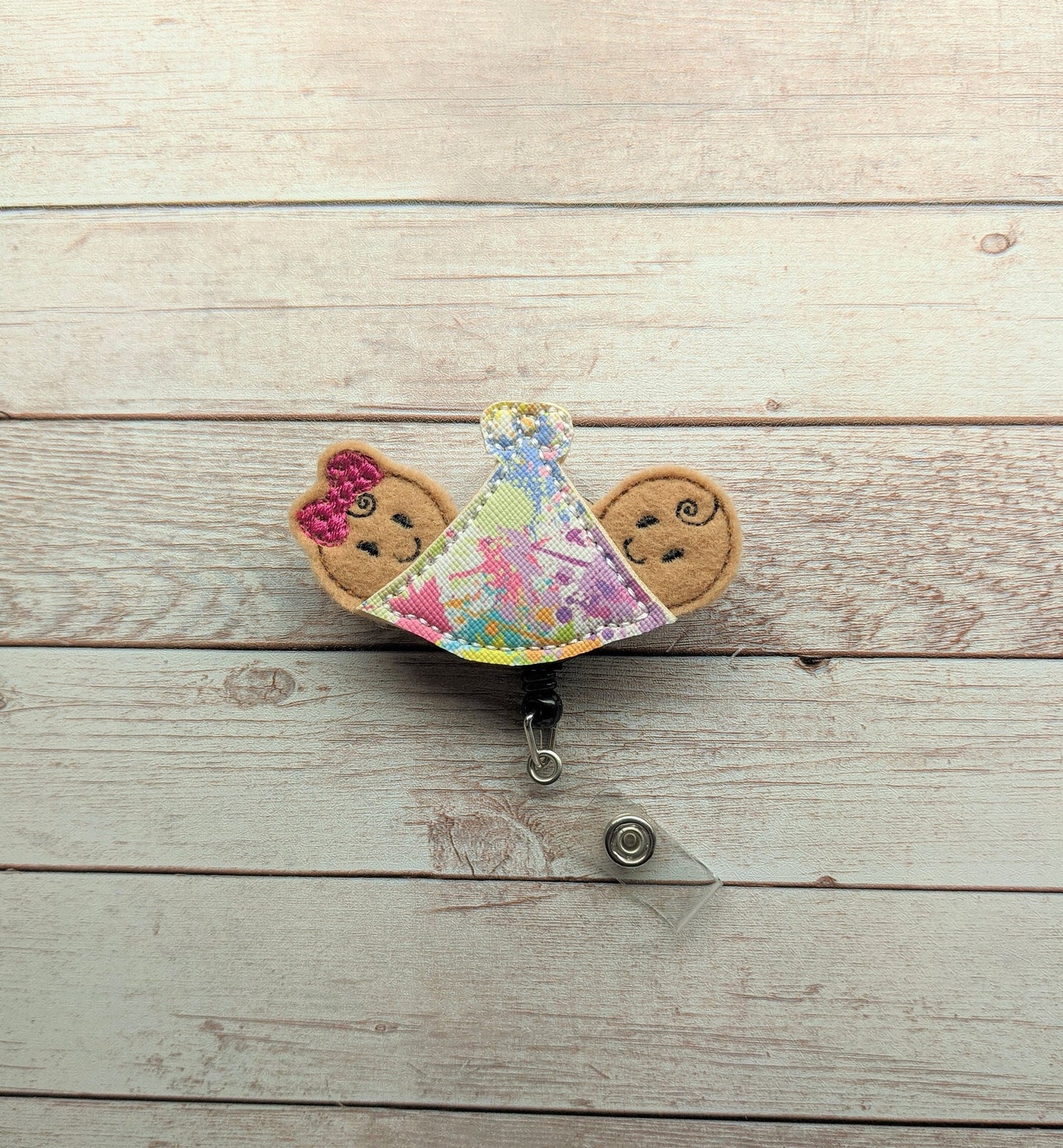 Rainbow Splat Twin baby badge reel
