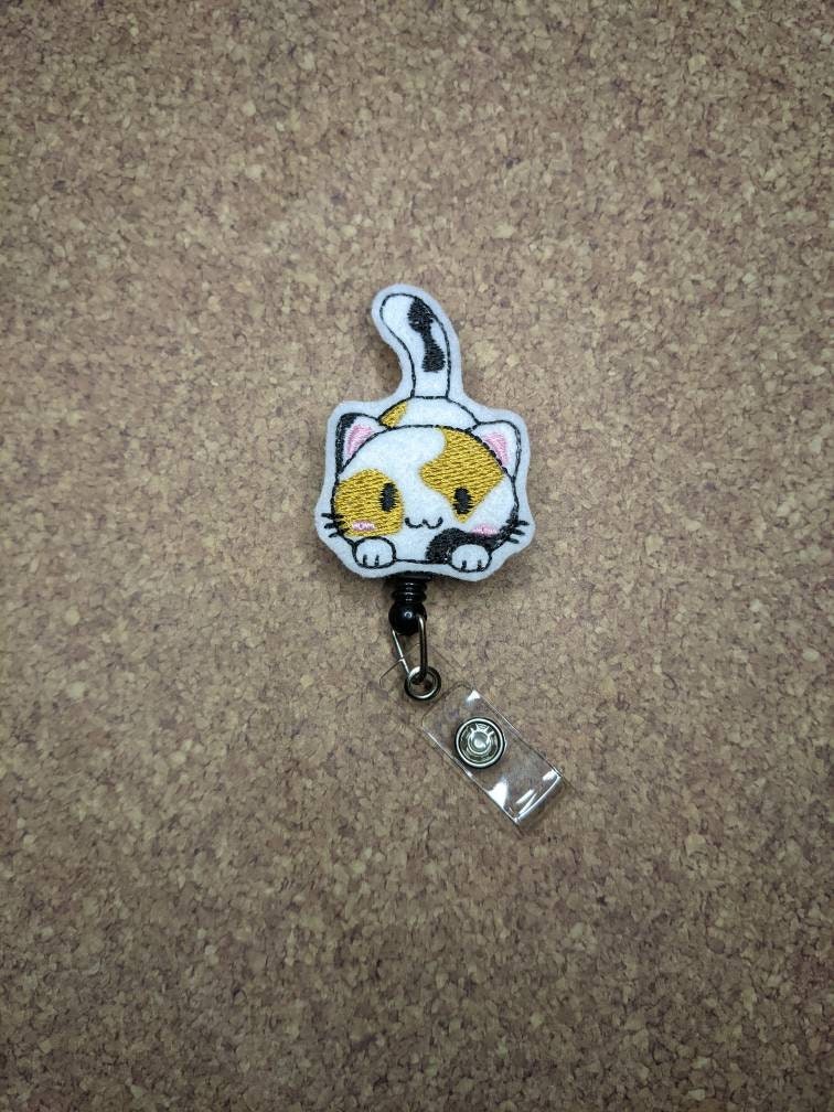 Calico Cat Badge Reel