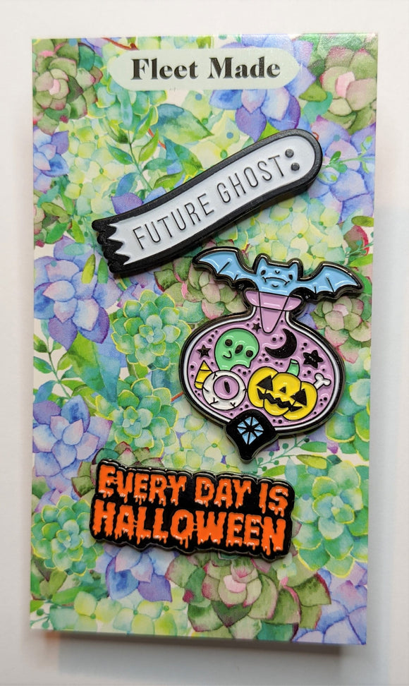 Every Day is Halloween Pin Set Future Ghost Fall Potion Bottle Spooky Brooch Gift Set Fall enamel pin lapel Badge funny Pins Backpacks