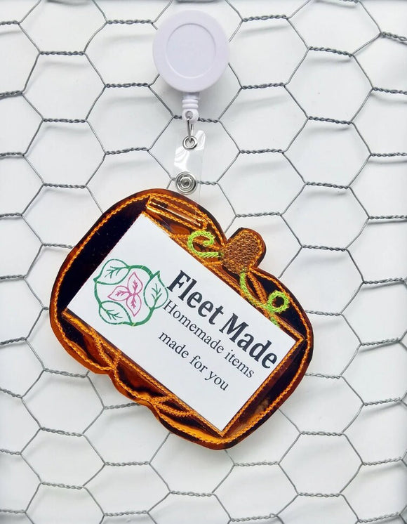 Pumpkin Badge Holder Badge Reel Holder Pediatric Nursing Doctor Gift Identification Vertical Id Holder Card Holder Teacher Fall Teacher