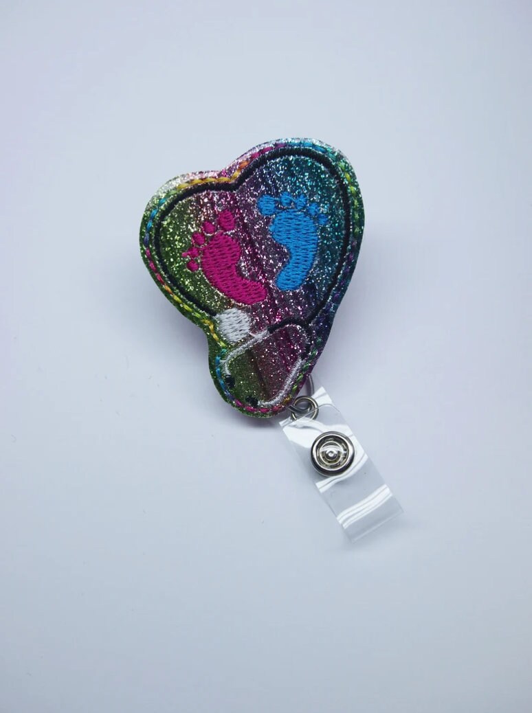 Blue Newborn Baby Feet Badge Reel