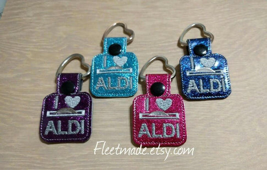 Glitter Aldi Quarter Holder Keychain