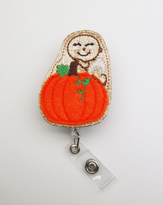 Baby on Pumpkin Badge Reel