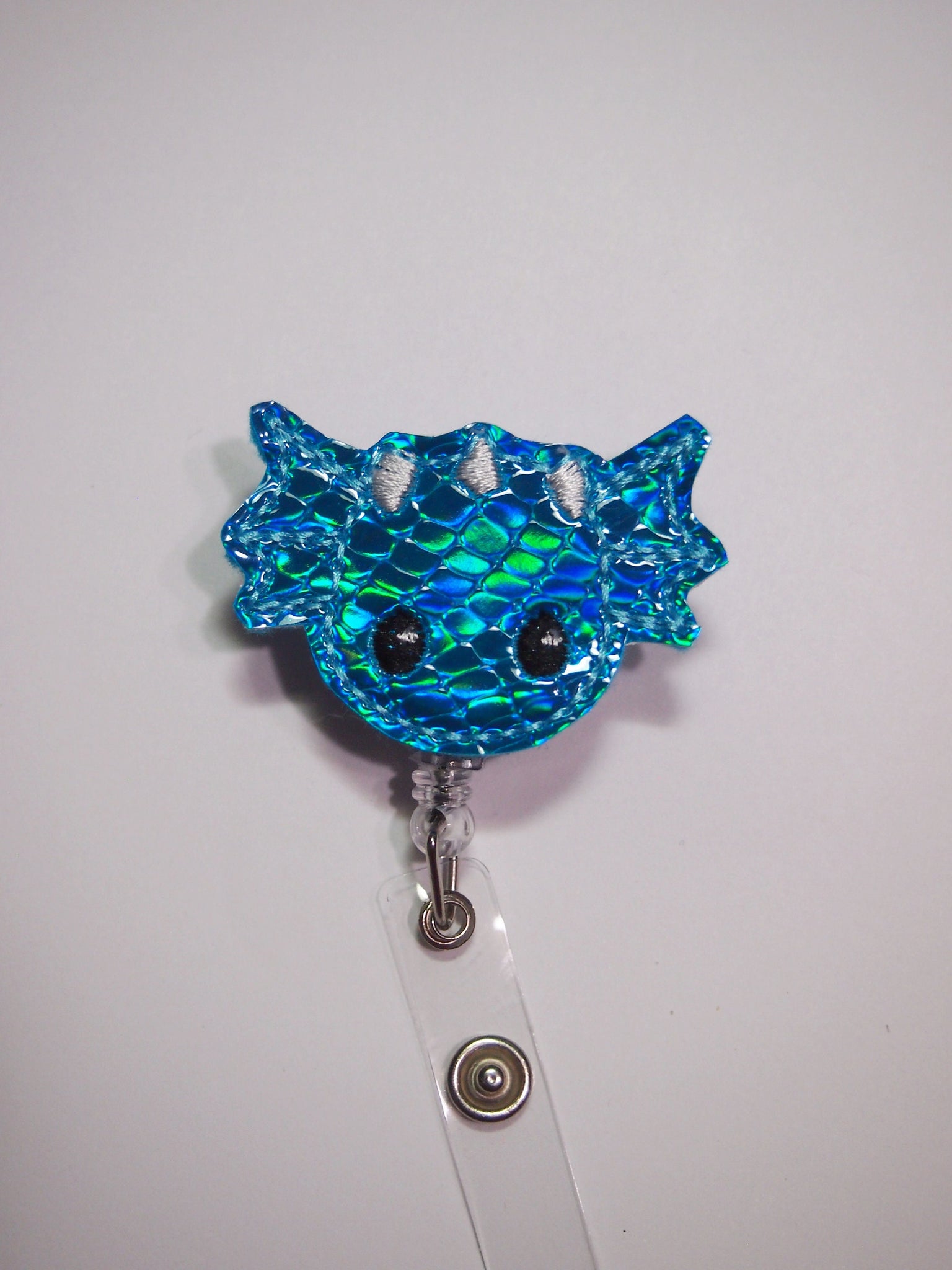 Blue Dragon Badge Reel Swivel Alligator / Green