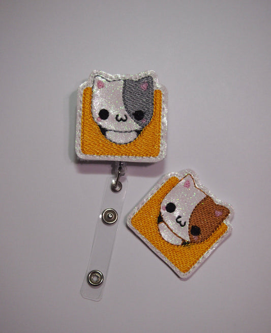 Cat in Box Badge Reel