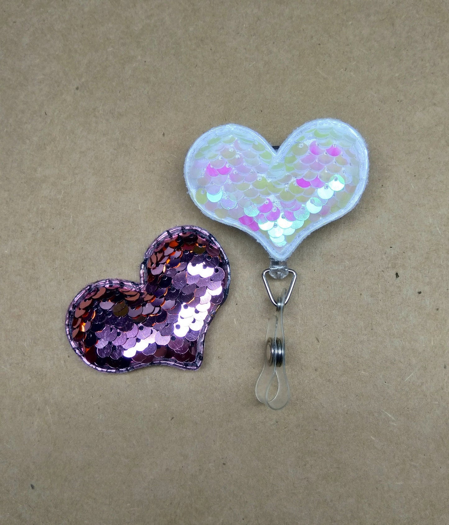 Sequin Heart Badge Reel