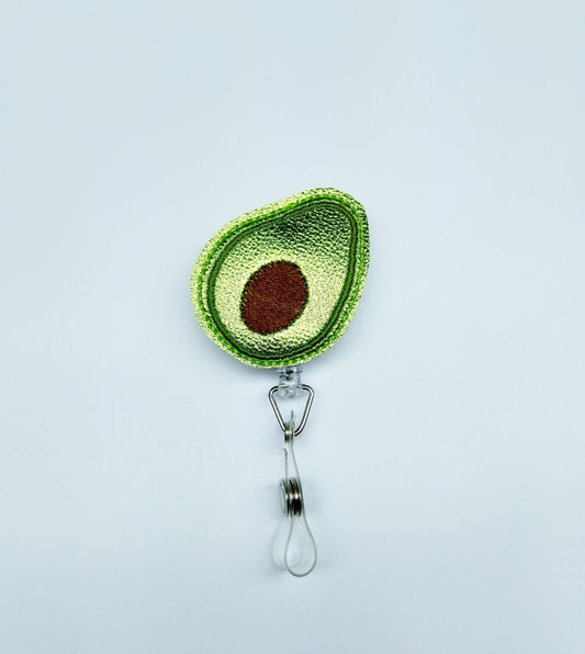 Shiny Avocado Badge Reel Clip ID Holder Retractable | Badge Buddy Badge Reel ID Reel Food Badge Clip badge Geeky Badge reel Fun badge reel