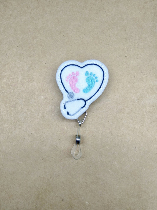 Newborn Baby Feet Badge Reel