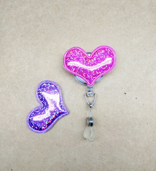 Glitter Heart Badge Reel