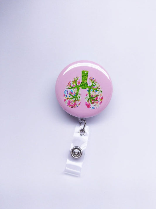Cute Respiratory badge clip Lungs Badge Reel Nurse Badge Reel ID Holder Retractable Fun Floral Therapist HH Nurse office RN Teacher Gift