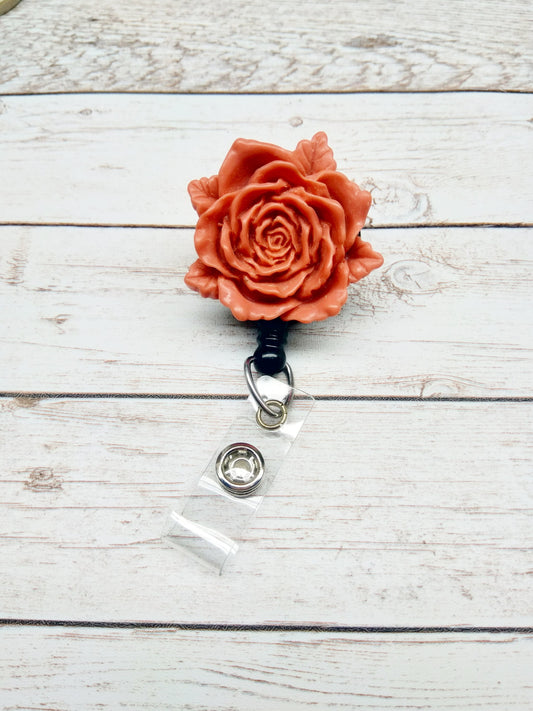 Flower Badge Reel Nurse Badge reel Red Rose badge reel ID Holder Retractable Badge Reel Pediatric Nurse Gift Office Gift flower badge reel