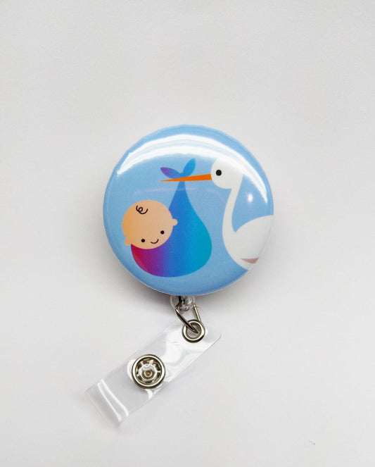 Stork and Baby Badge Reel