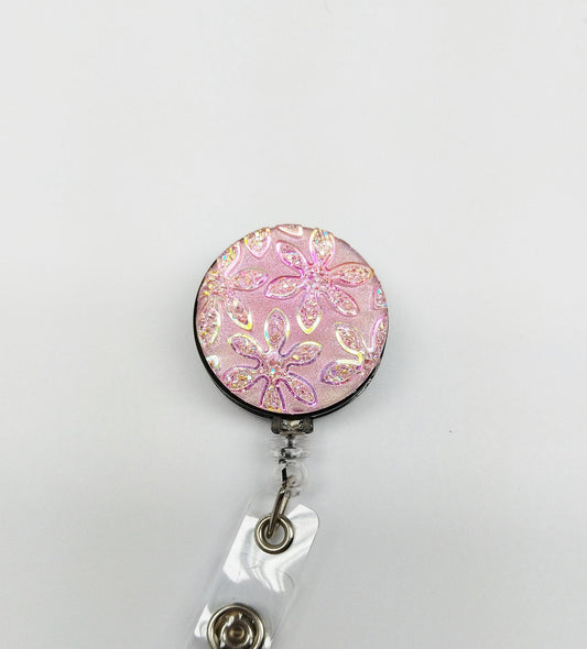 Pink Flower Badge Reel