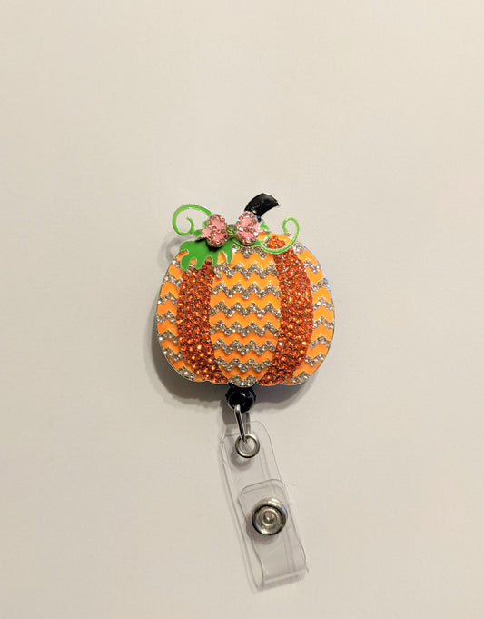 Cute Badge Reel Rhinestone Pumpkin Badge Reel - Retractable Fall Autumn Badge Pediatric Badge Reel Nurse Jewelry Gift Labor and Delivery