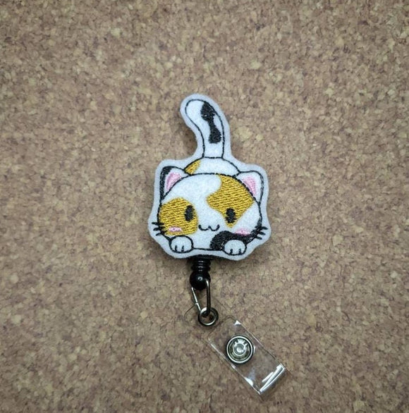 Calico Cat Badge Reel